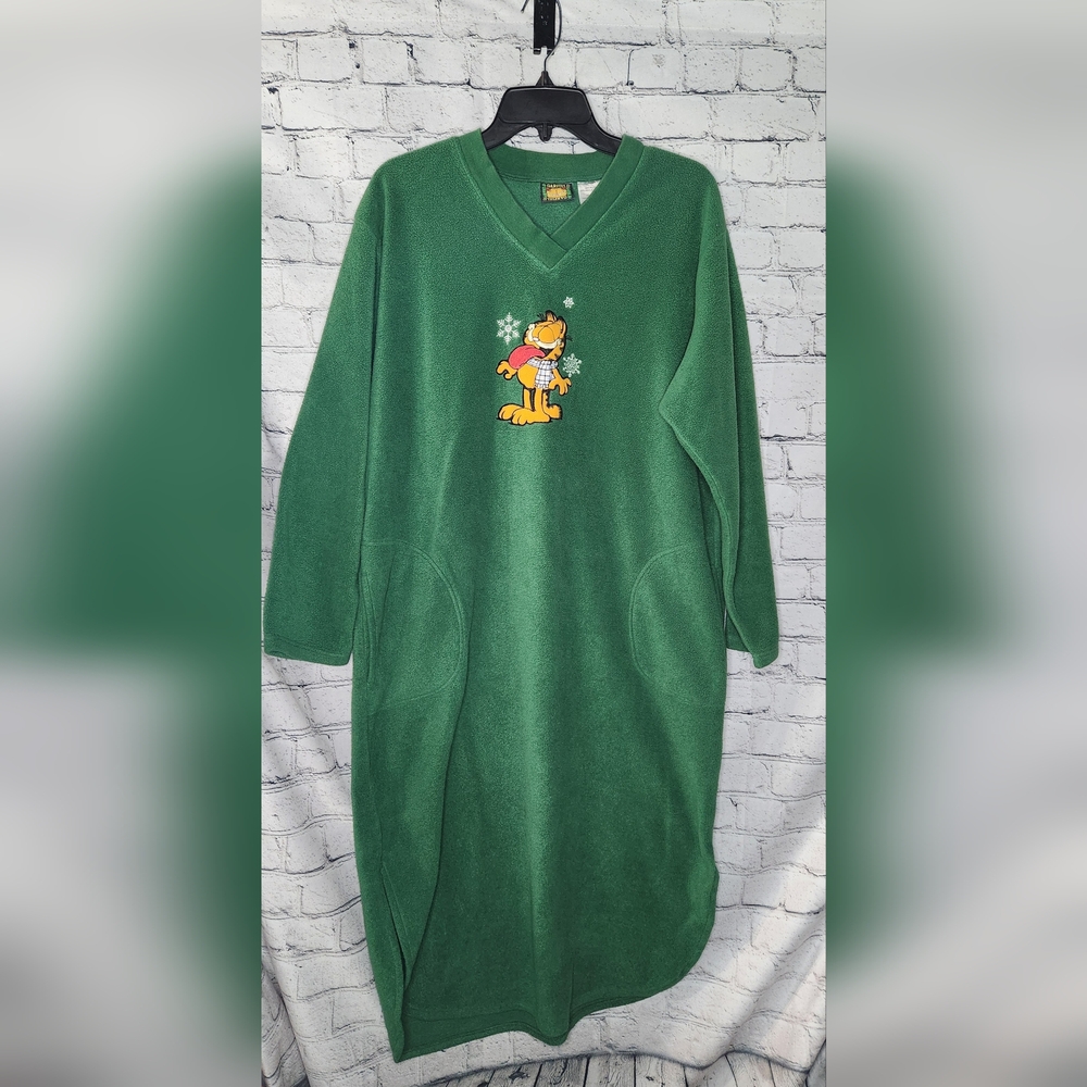Vintage‎ Garfield Fleece Long Sleeve Night Shirt Gown Size Small